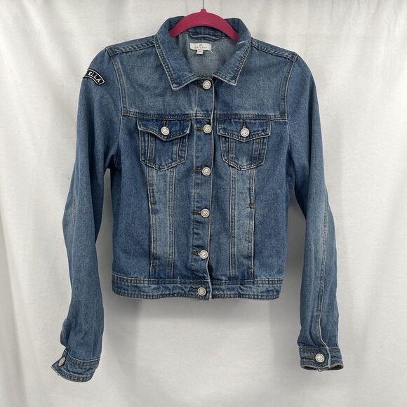 Ivory Ella Denim Jean Jacket - Size Small- Sequin Elephant Distressed - Picture 2 of 6
